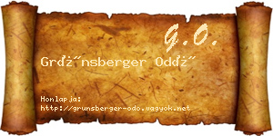 Grünsberger Odó névjegykártya